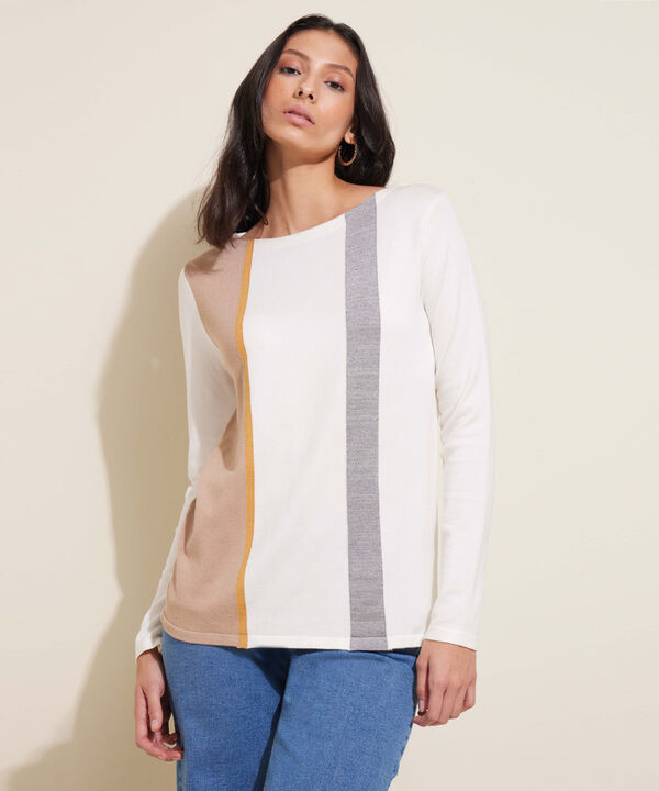 Saco Cuello Redondo, Manga Larga Con Rayas