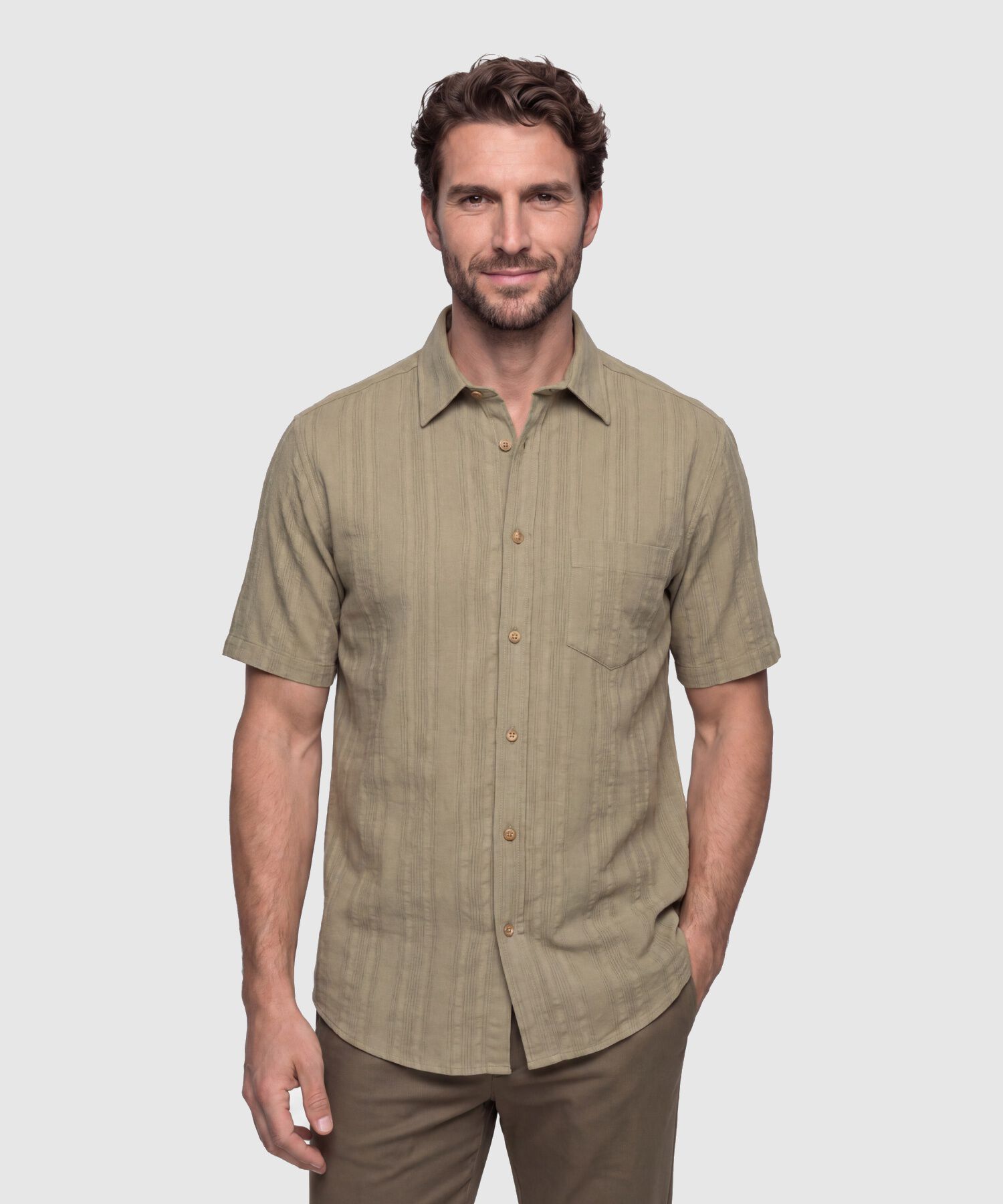 Camisa Manga Corta Texturizada Hombre