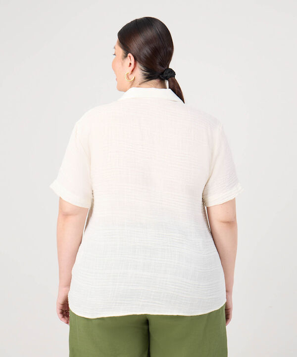 Camisa Manga Corta Cuello Solapa Para Mujer Curvy