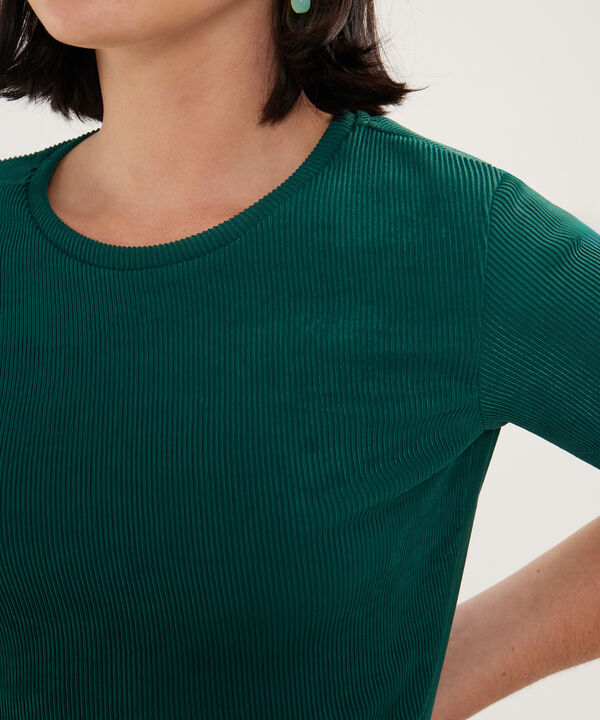 Camiseta Unicolor Textura, Cuello Redondo Manga Corta