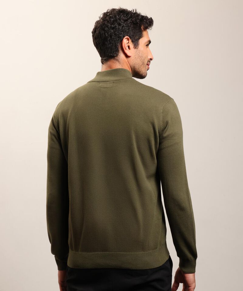 Buzo de Tejido Liso con Cuello Alto y Cremallera Para Hombre