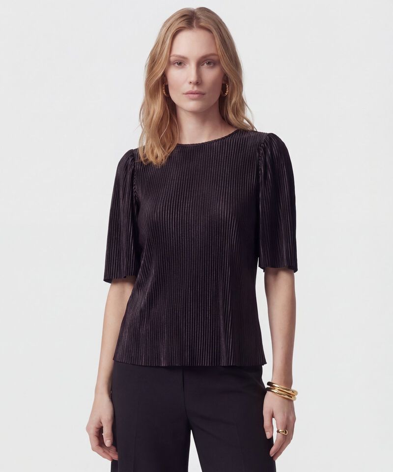 Camiseta De Tejido Plisado Para Mujer