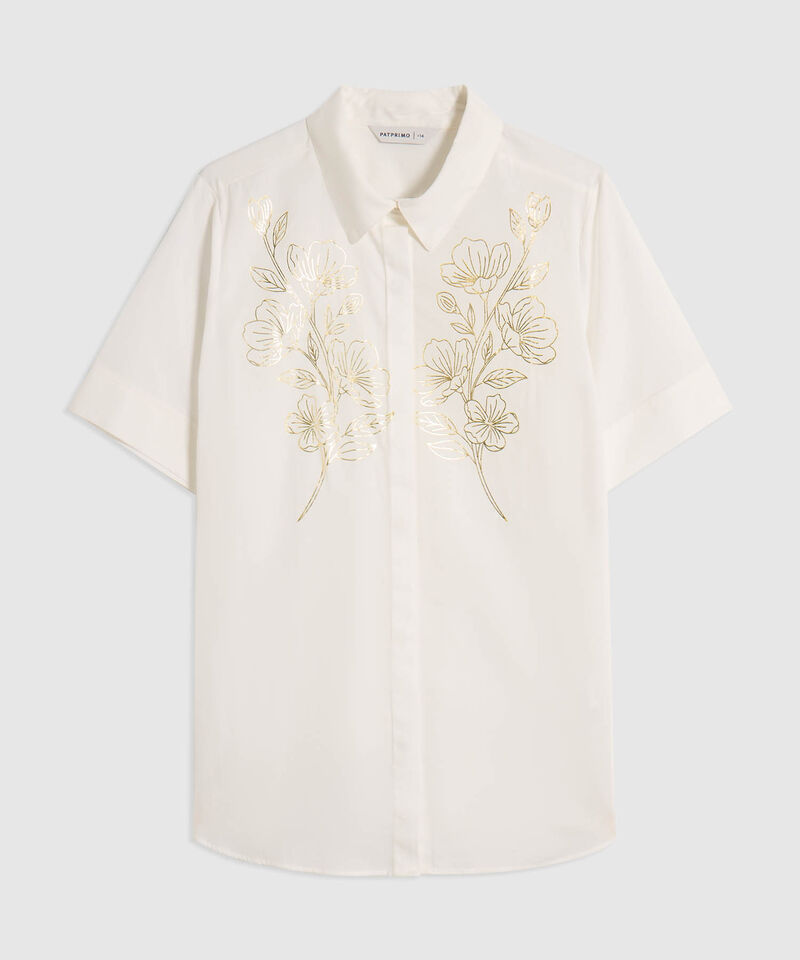 Camisa Manga Corta Con Aplique Para Mujer Curvy