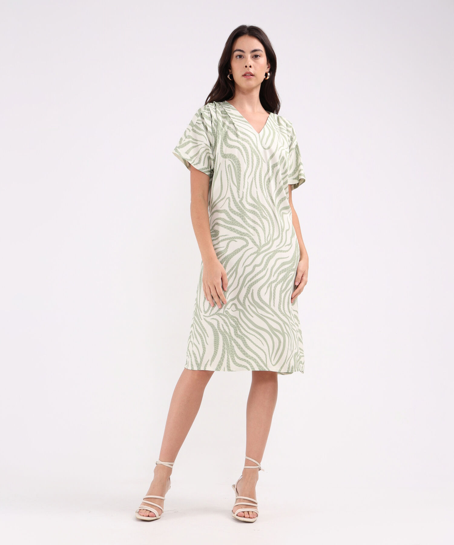 Vestido Corto Estampado Con Cinturón