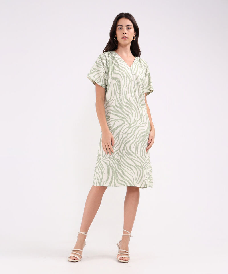 Vestido Corto Estampado Con Cinturón