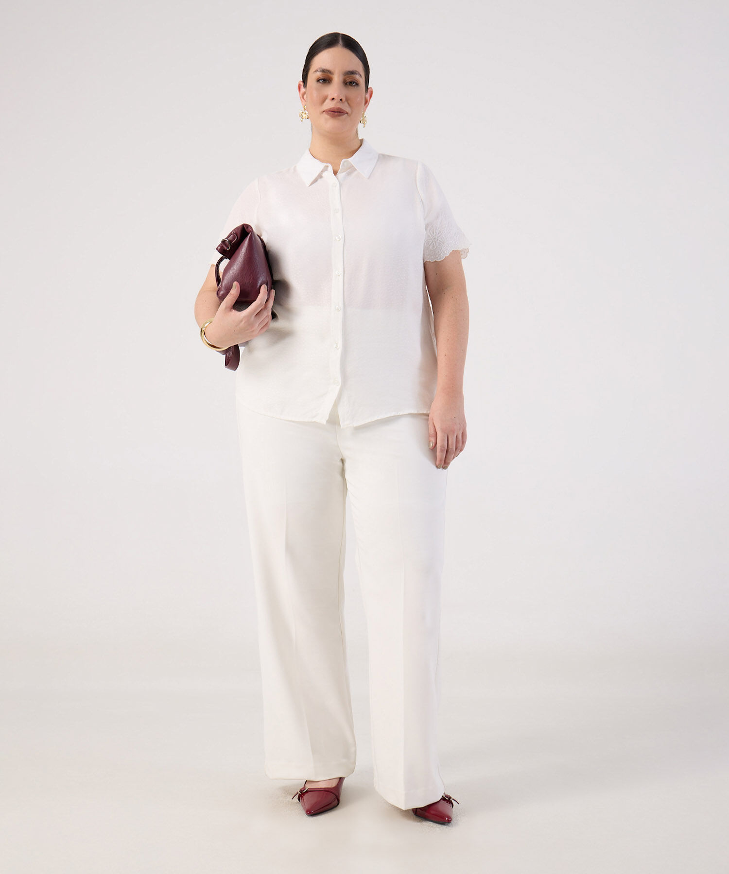 Blusa Manga Corta con Detalle Decorativo Para Mujer