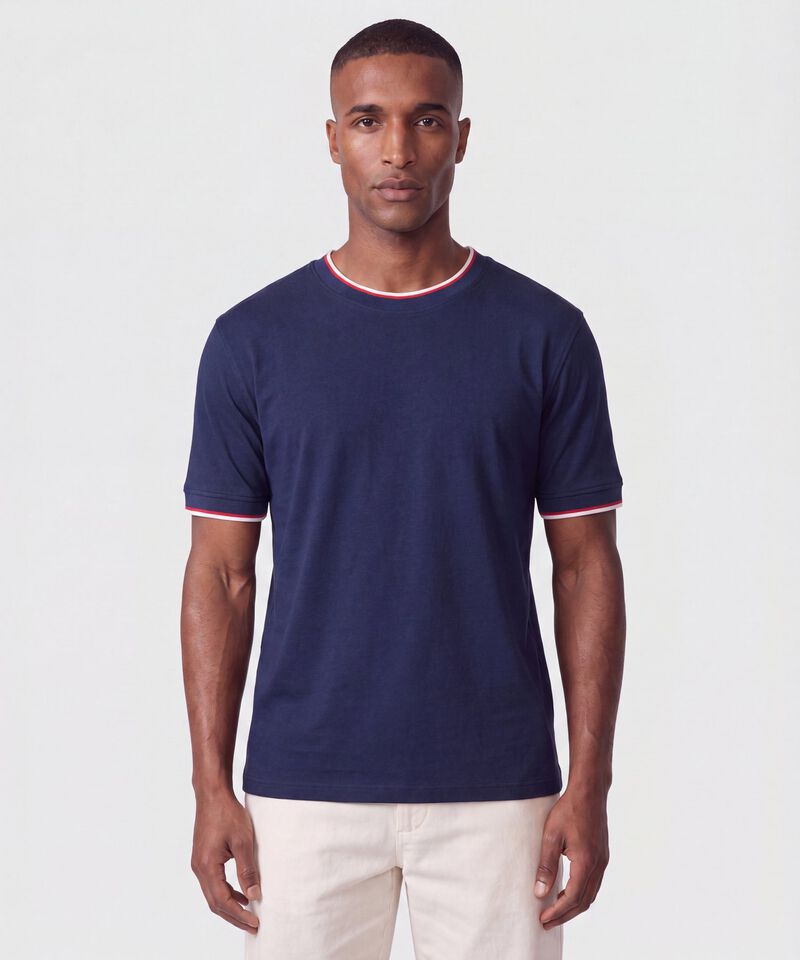 Camiseta Cuello Redondo Contrastado Hombre