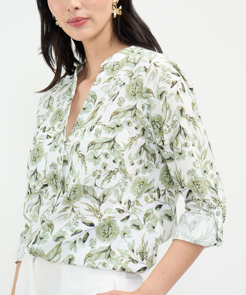 Blusa Estampada en Efecto Lino