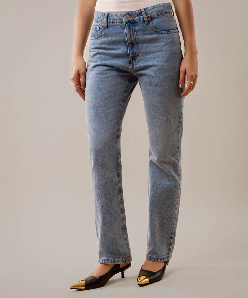 Jean Straight Tiro Alto Para Mujer