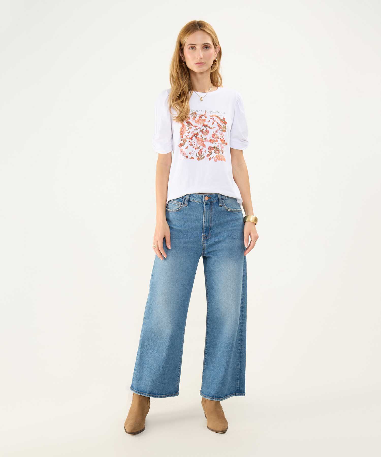 Camiseta Estampada con Ruche