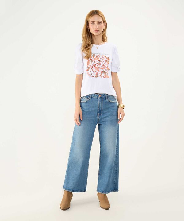 Camiseta Estampada con Ruche image number null