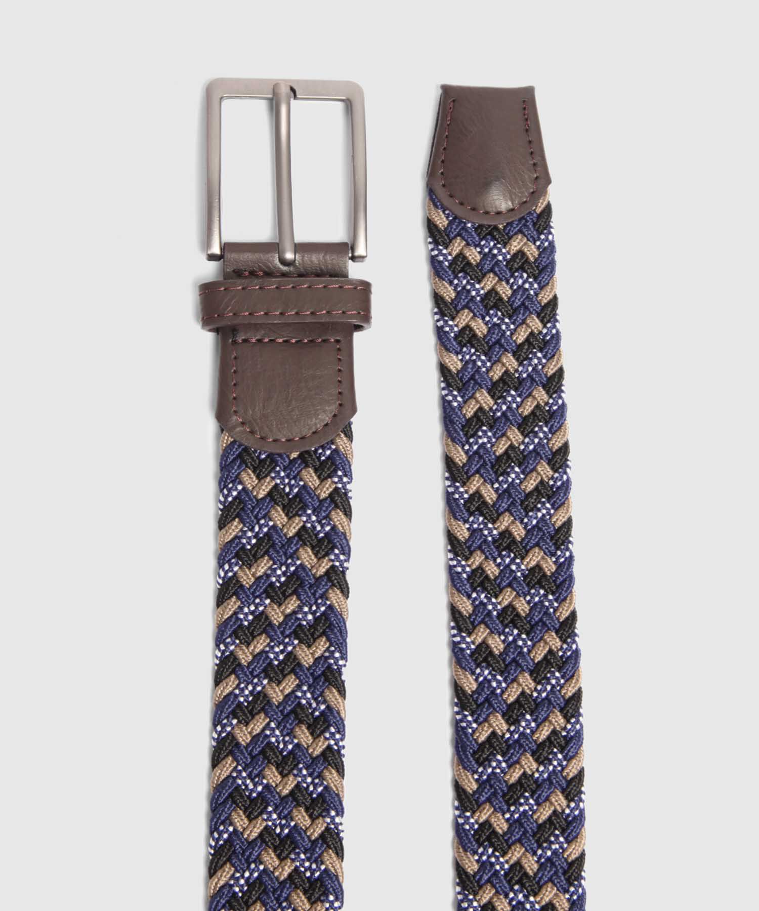 Cinturón Trenzado Elástico con Patrón de Cuadros Para Hombre