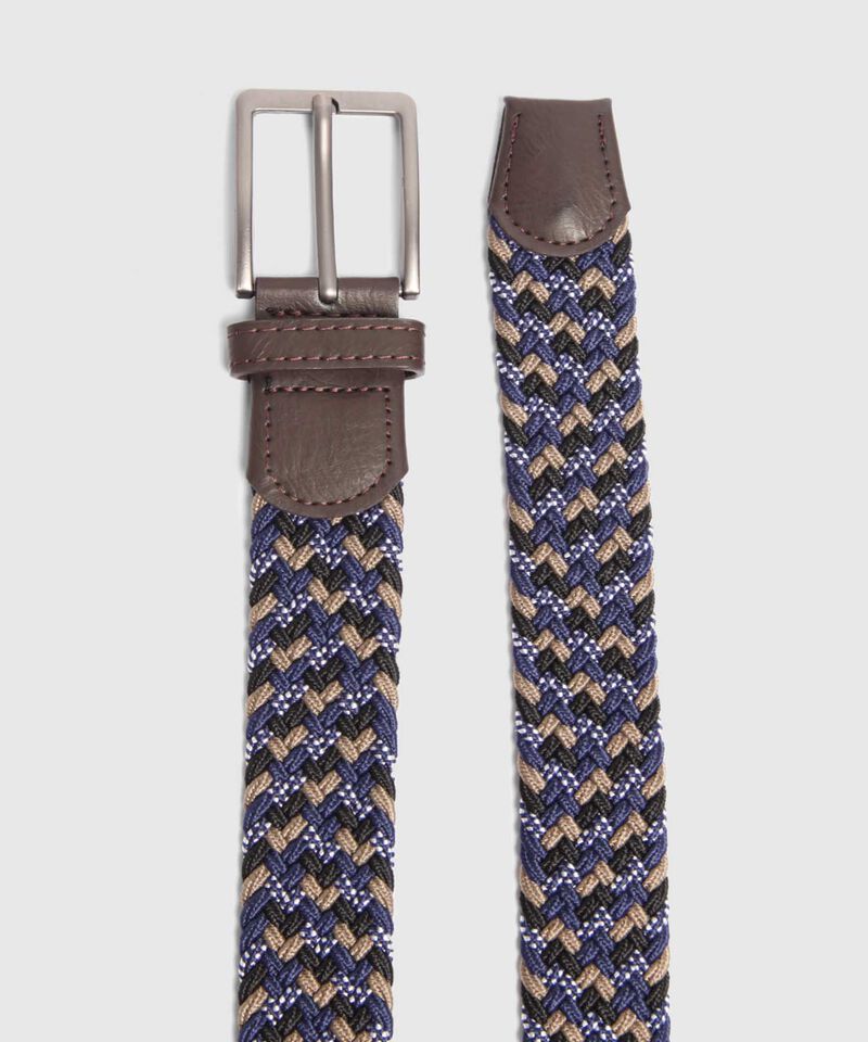 Cinturón Trenzado Elástico con Patrón de Cuadros Para Hombre