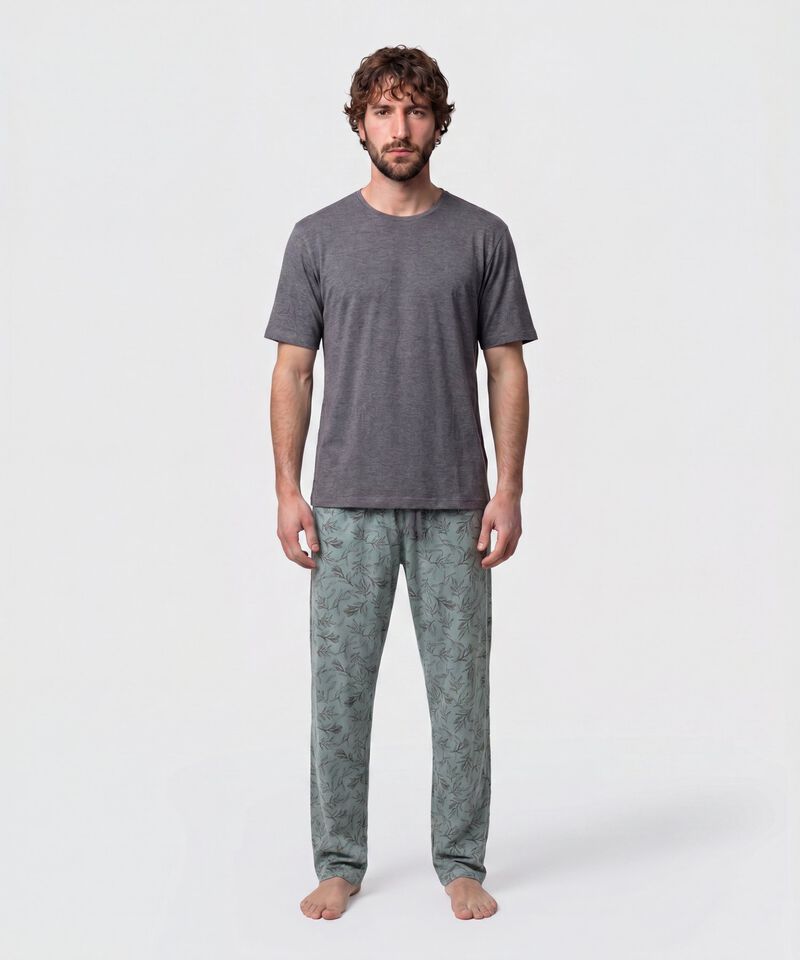 Conjunto Pijama Camiseta Cuello Redondo Con Patantalon Estampado Para Hombre