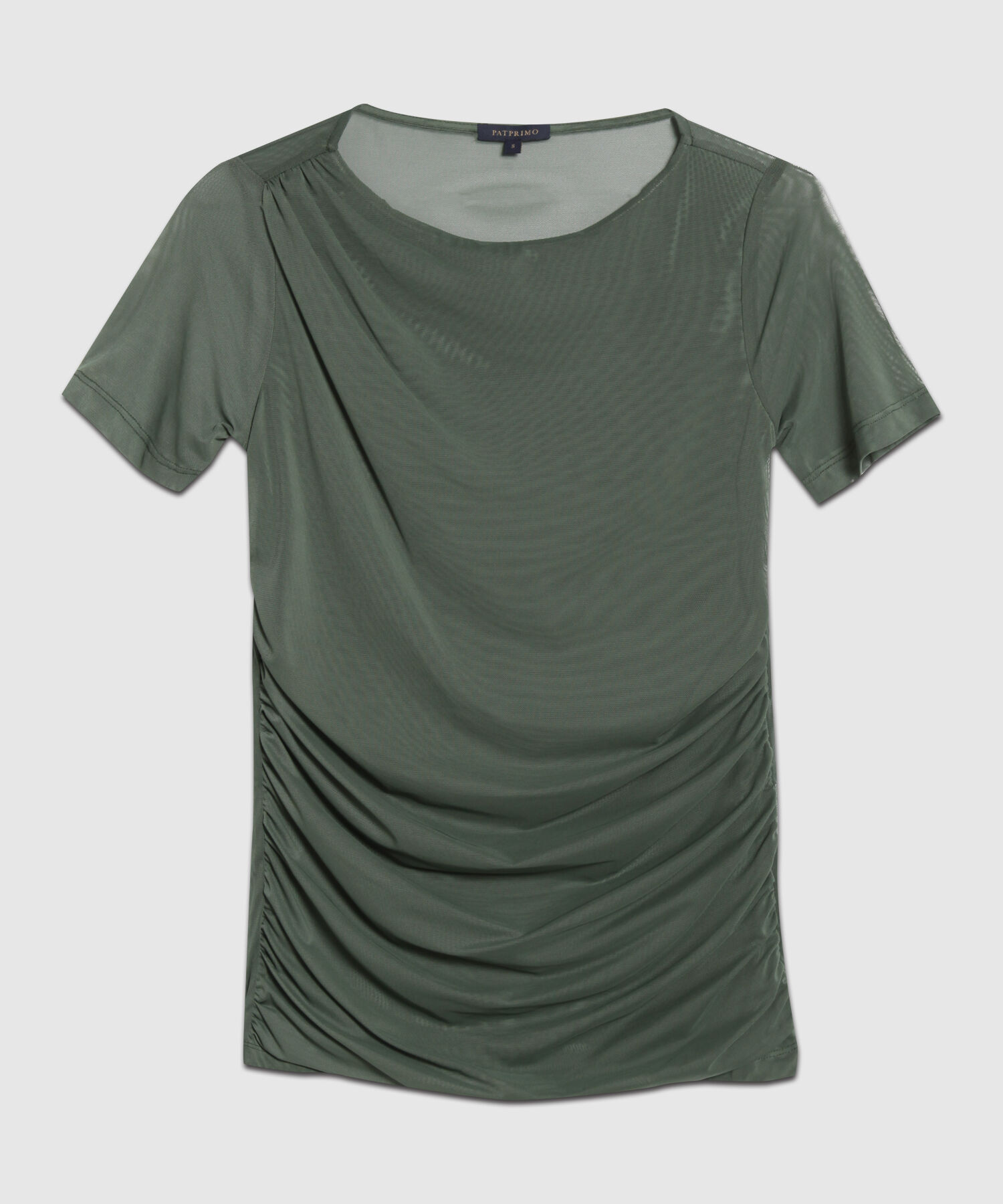 Camiseta Drapeada Unicolor Manga Corta