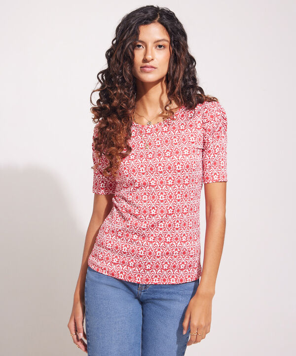 Camiseta Estampada Manga Corta Con Ruche image number null