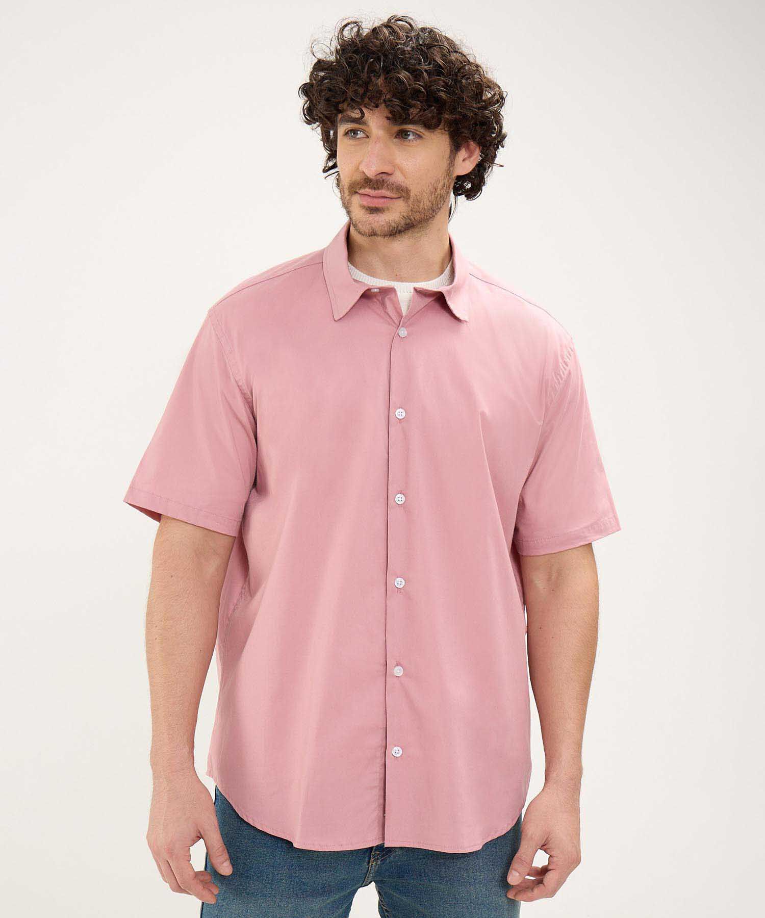Camisa Unicolor Manga Corta Cuello Formal