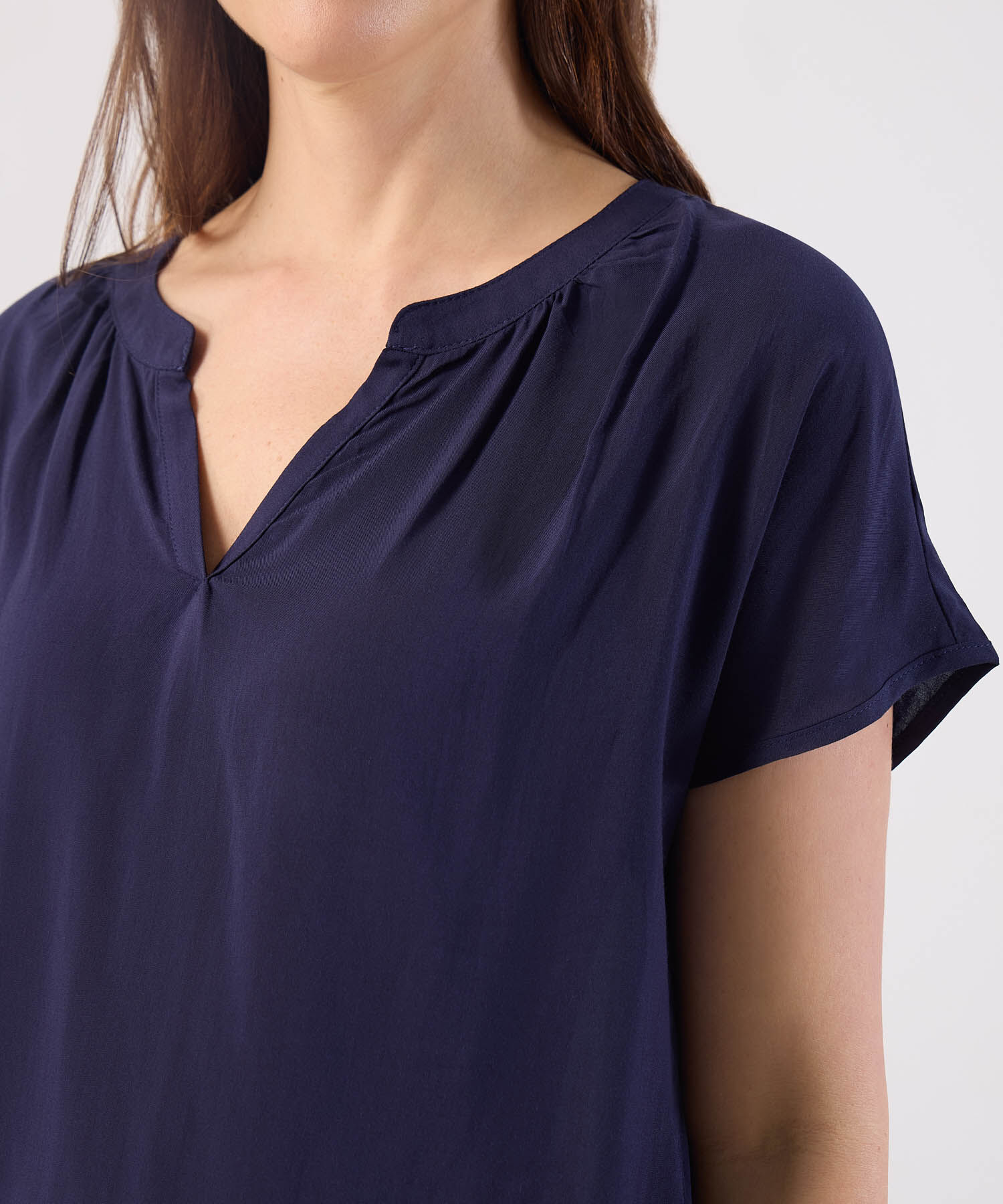 Blusa Manga Corta con Escote en V