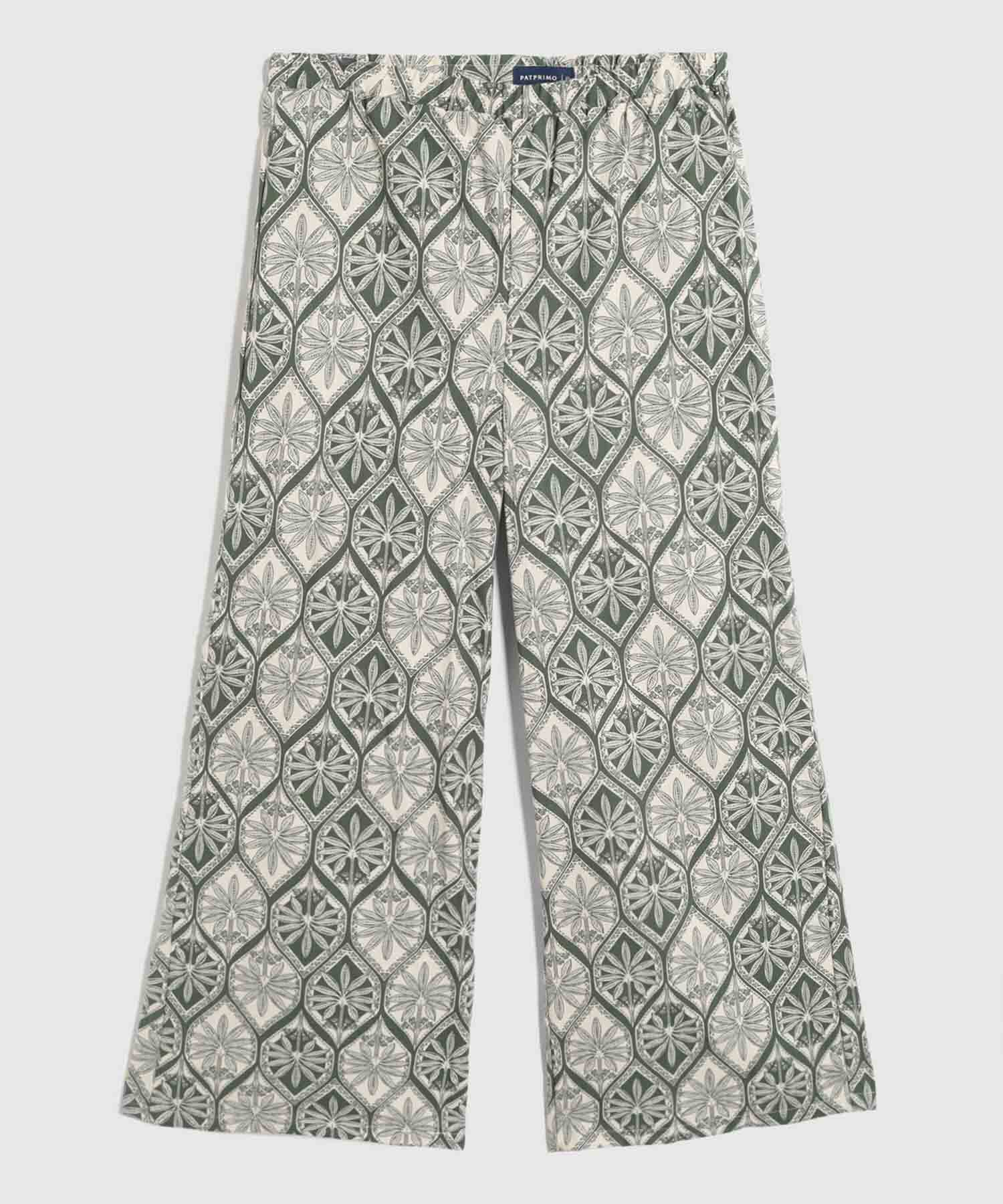 Pantalón Mujer Estampado Geométrico Ancho
