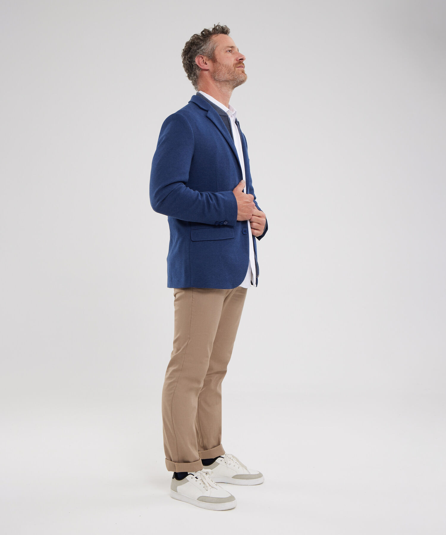 Blazer Manga Larga En Punto Con Bolsillos En Frente