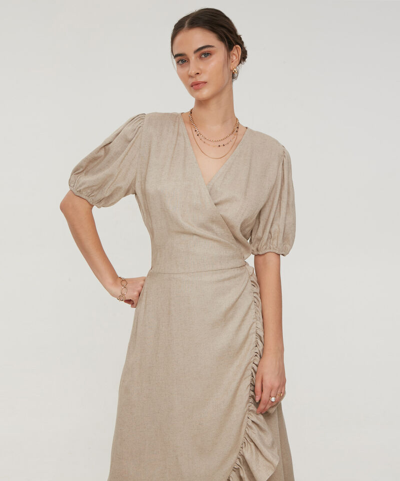 Vestido Unicolor Manga Bombacha