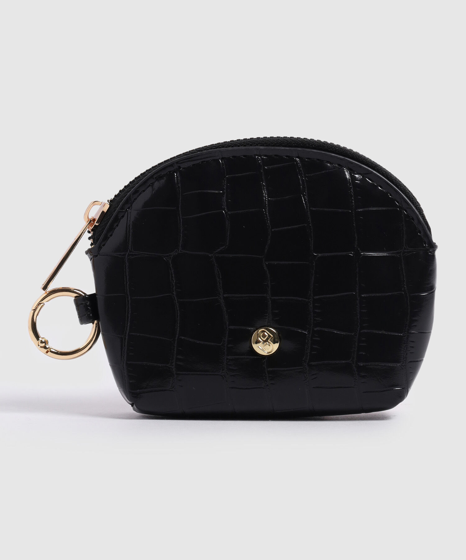 Monedero Semicircular Textura Reptil Para Mujer