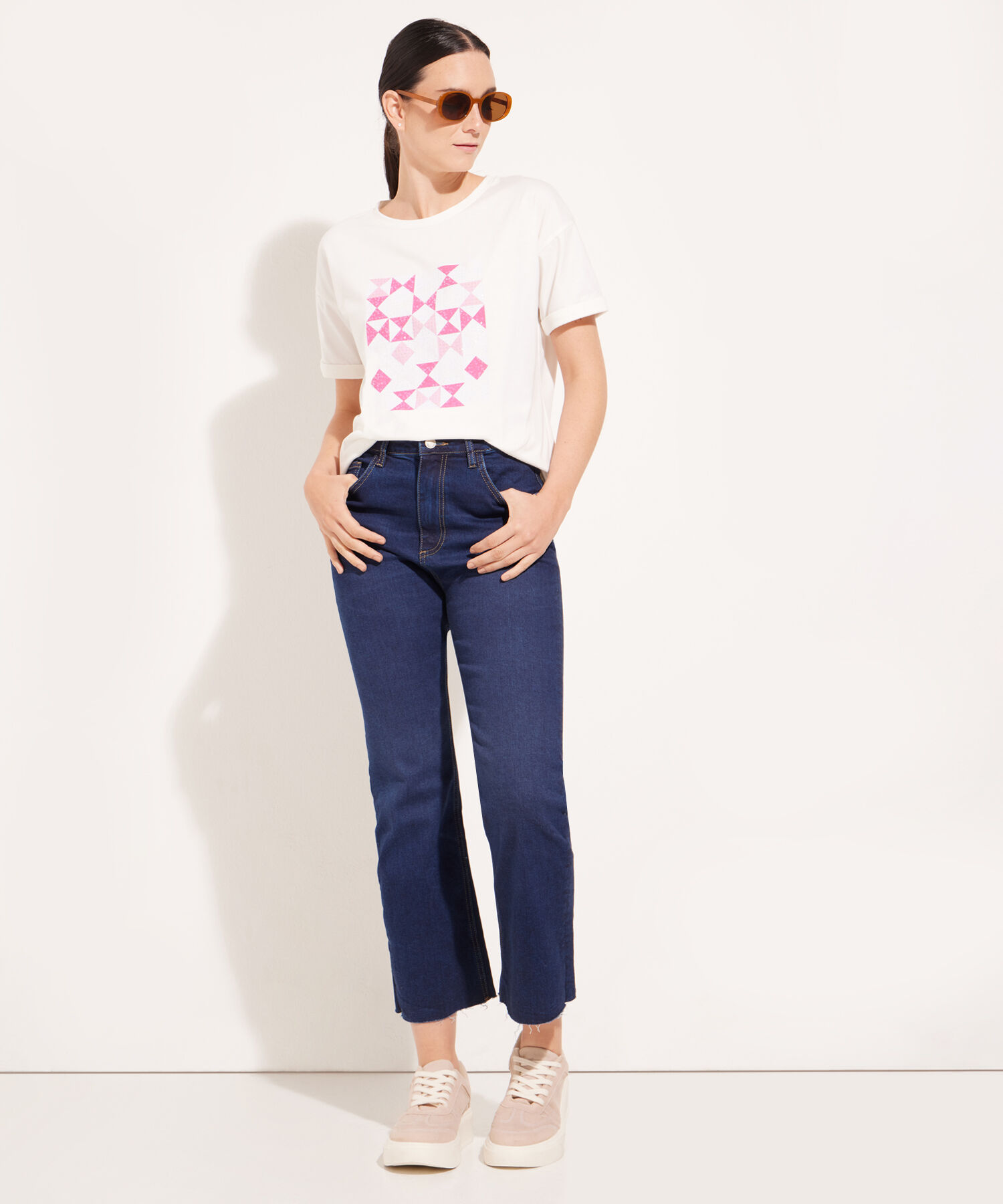 Jean Cropped Flare Tono Oscuro