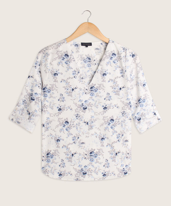 Blusa Estampada Manga 3/4 Escote
