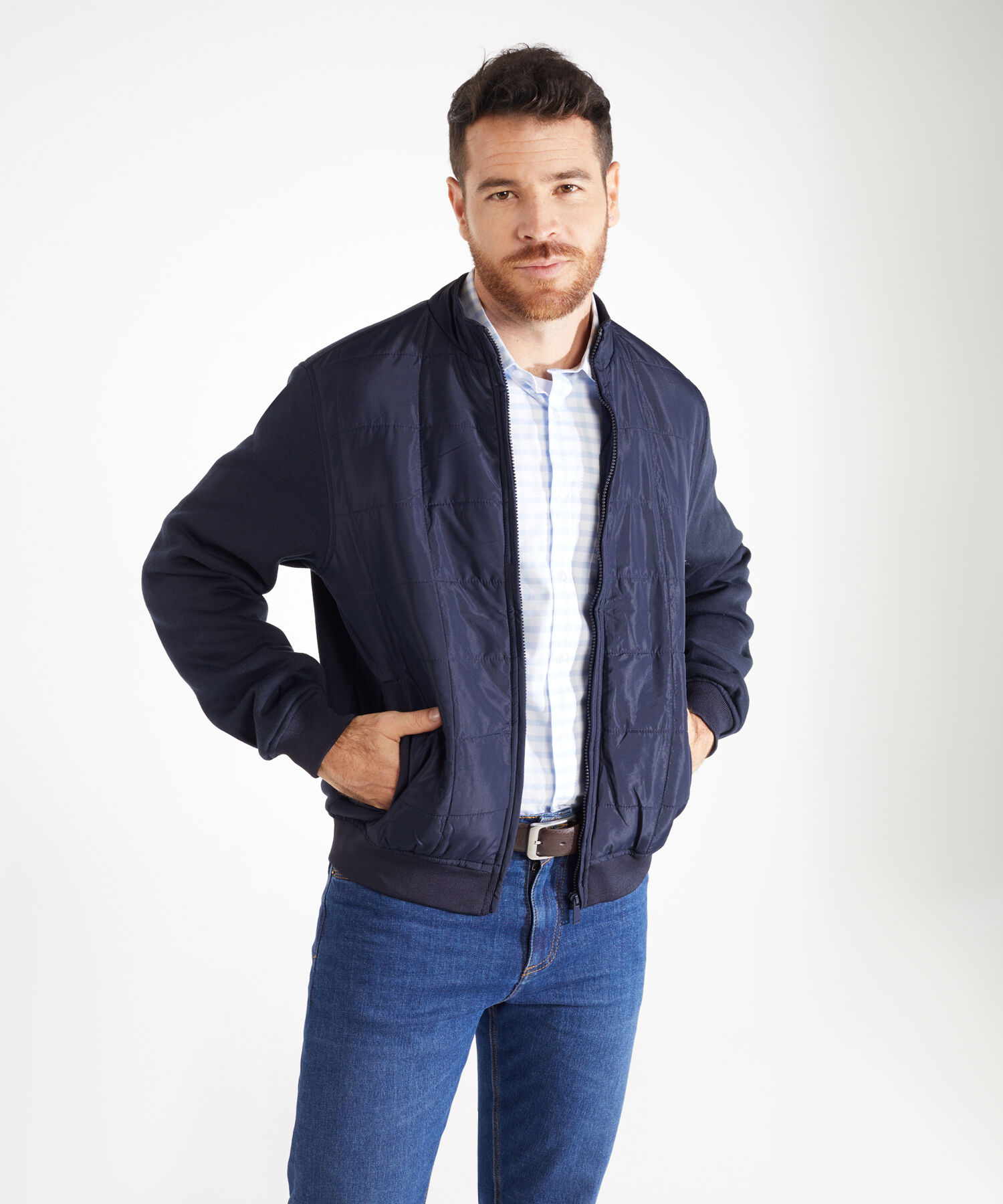 Chaqueta Acolchada De Punto Y Plano