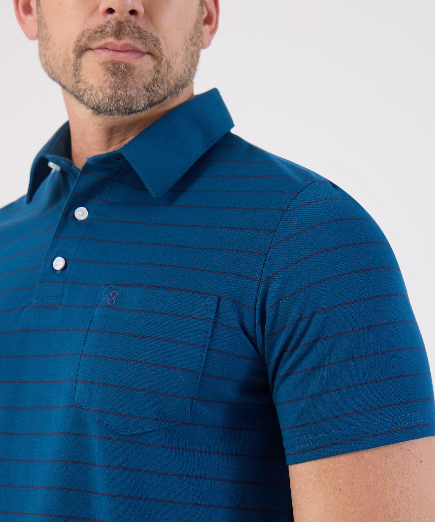 Polo De Rayas Con Bolsillo Para Hombre