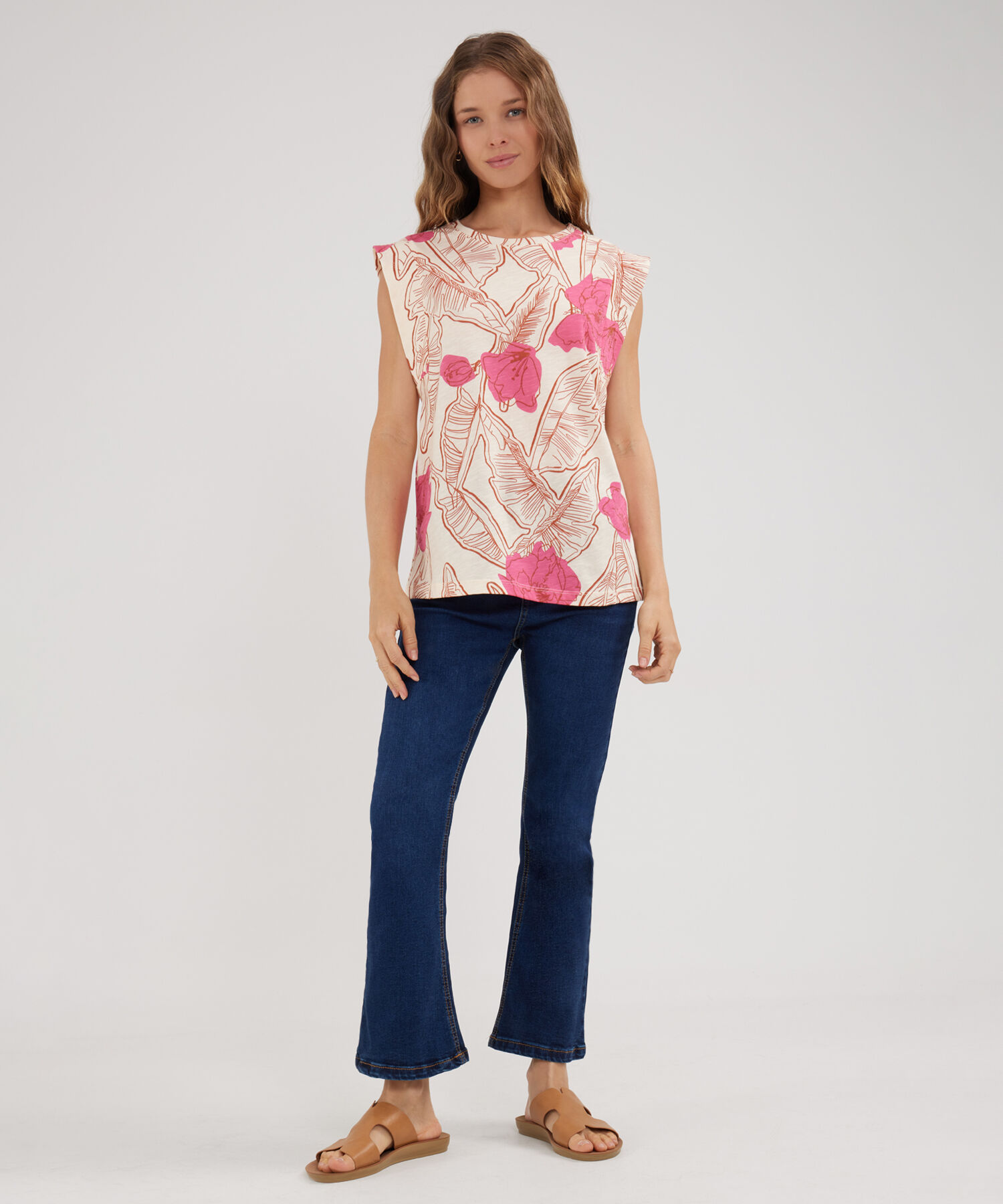 Camiseta Estampada Con Multiagujas