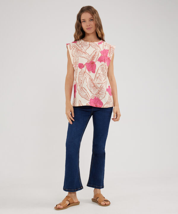 Camiseta Estampada Con Multiagujas