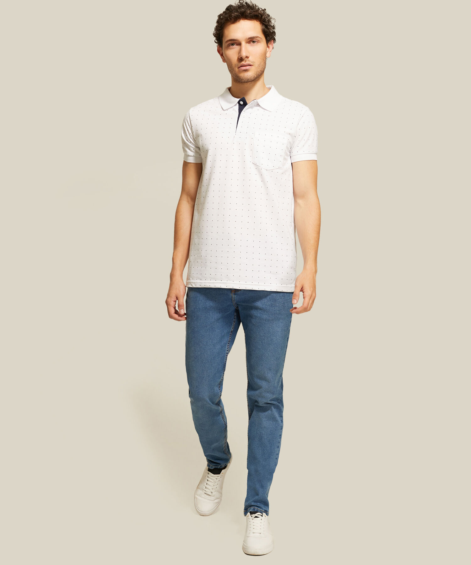 Polo Corte Slim Fit Blanco