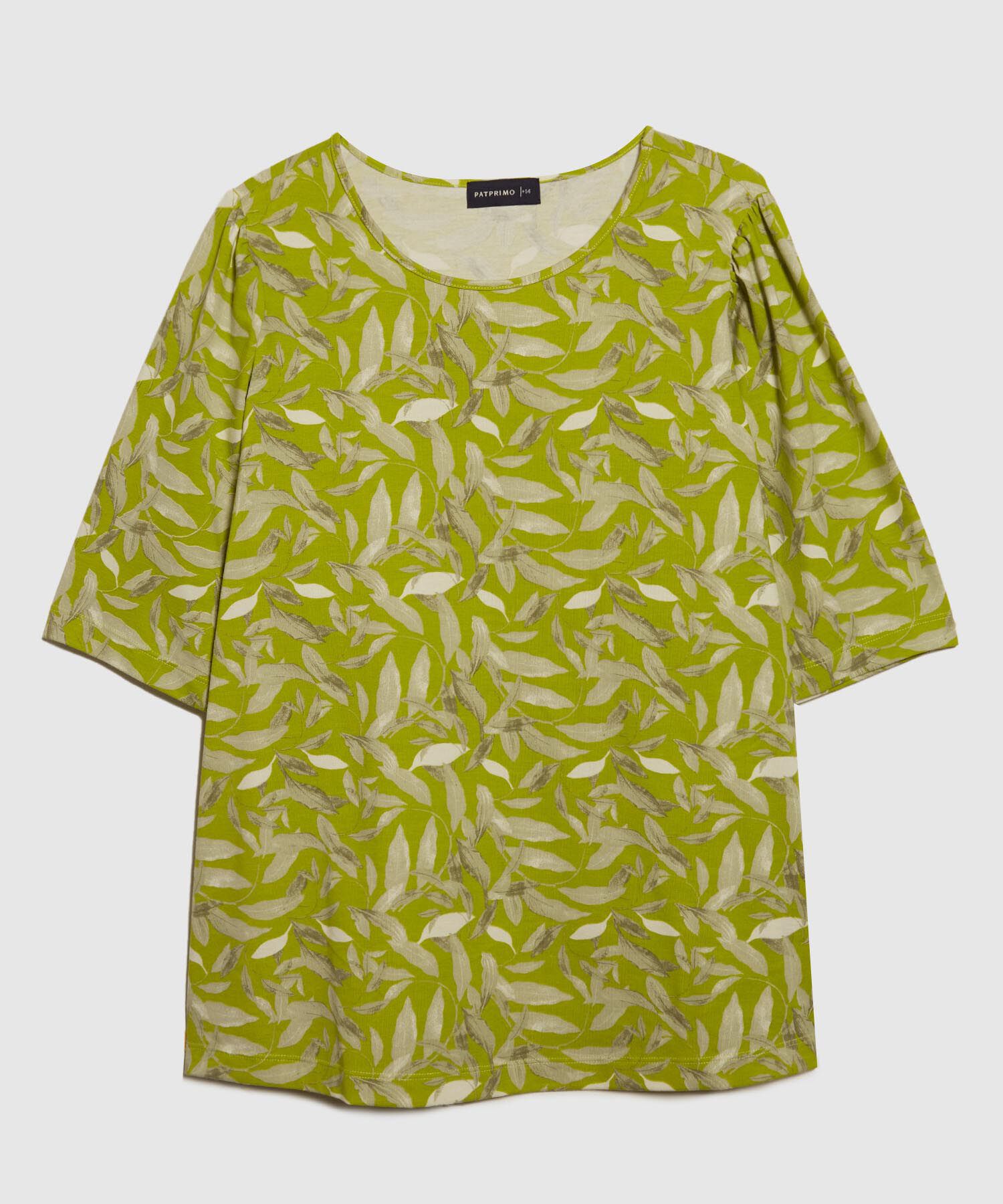 Camiseta Estampada Manga Corta Tipo Bombacha, Escote Redondo