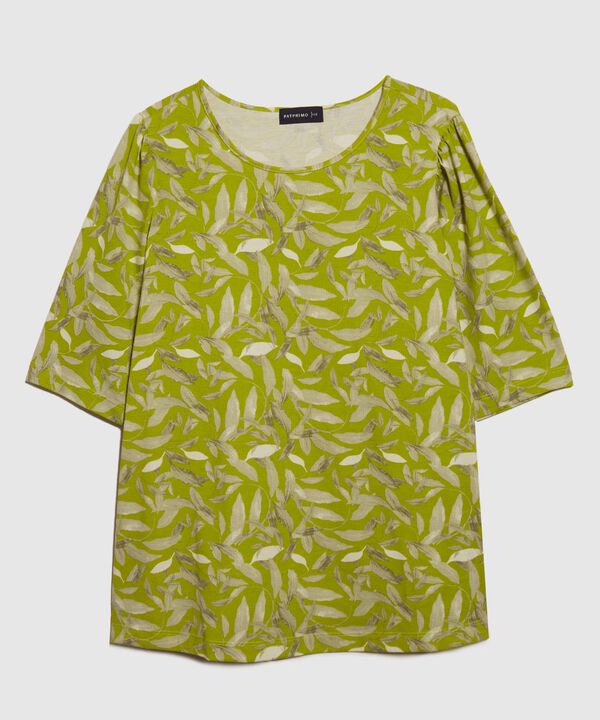 Camiseta Estampada Manga Corta Tipo Bombacha, Escote Redondo