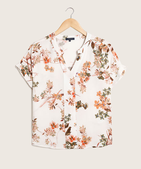 Blusa Manga Corta Con Guardapolvo Estampada