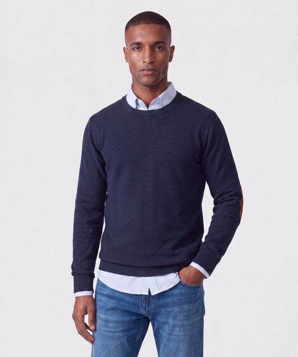 Buzo de Tejido Texturizado para Hombre, Azul, hi-res image number null