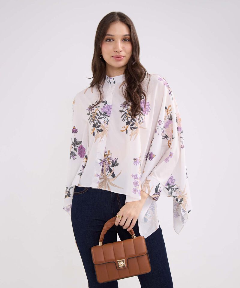 Blusa Estampada Tipo Capa Manga Larga