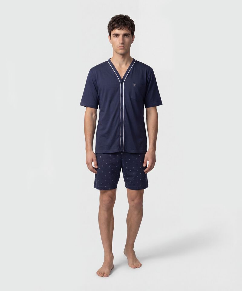 Pijama Corta Abotonada Estampada Para Hombre