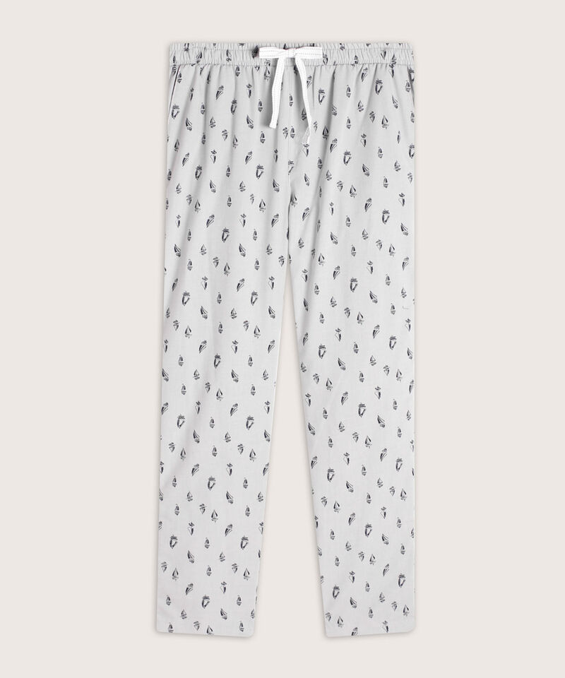 Pantalón Pijama  En Tejido Plano Estampado Náutico. Bolsillos Laterales