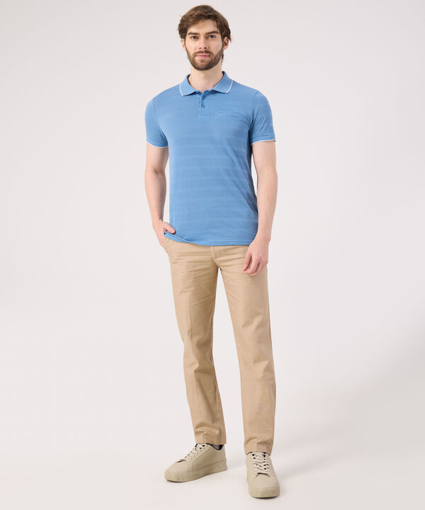 Polo Unicolor Cuello Tejido Con Bolsillo