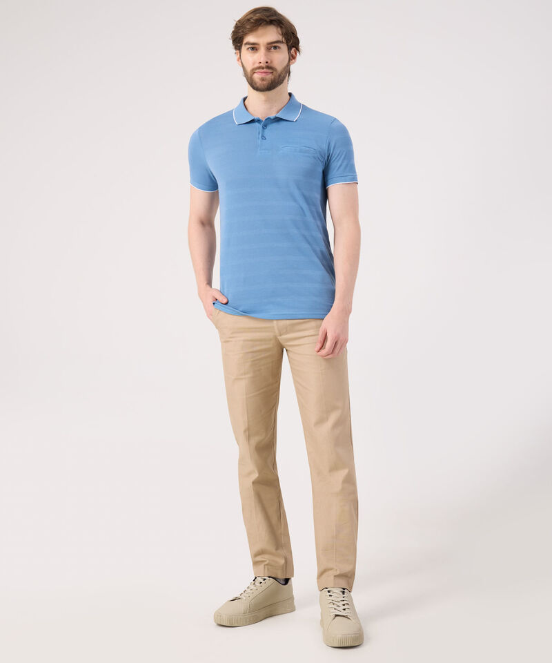 Polo Unicolor Cuello Tejido Con Bolsillo