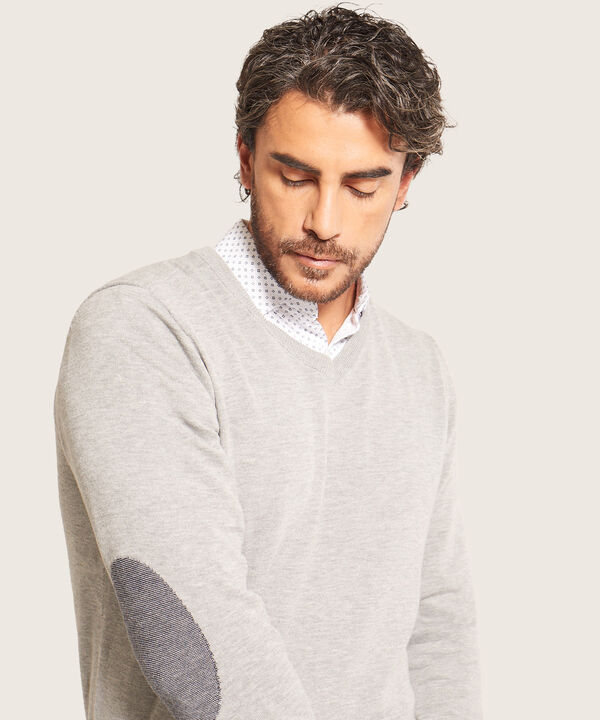 Saco Cuello V Con Coderas Tejidas image number null