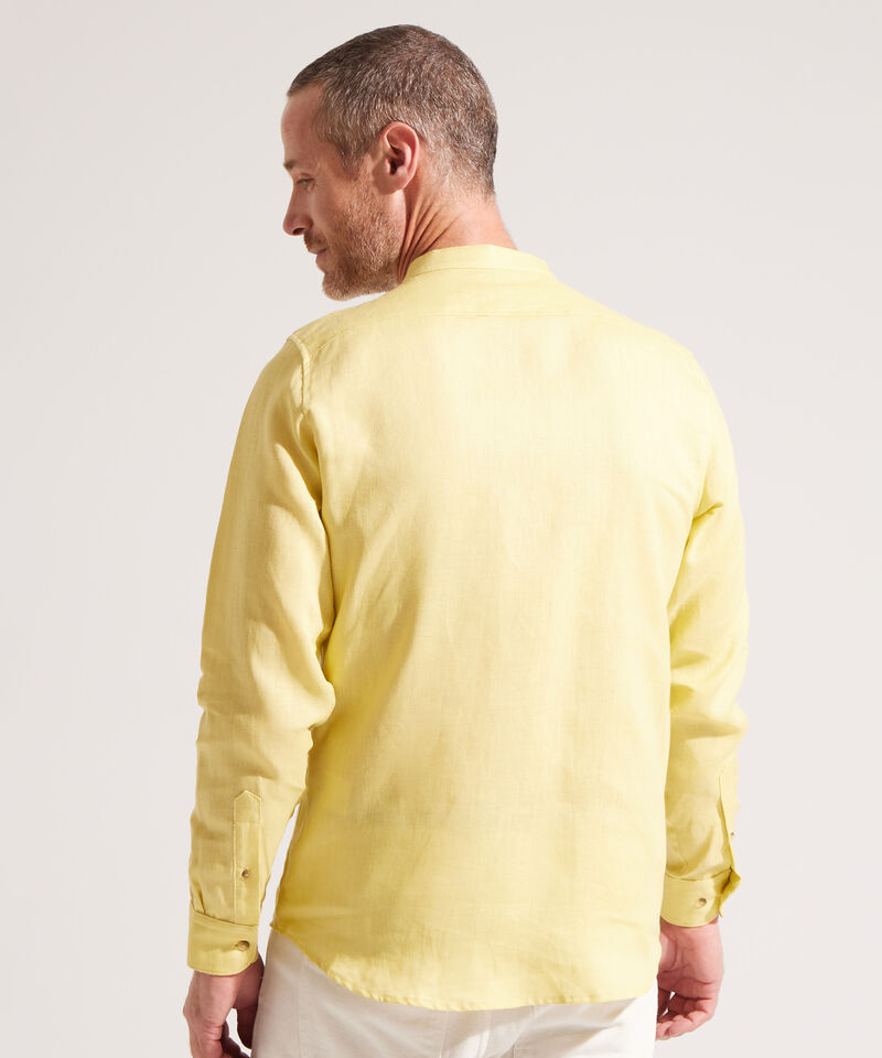 Camisa en Lino con Cuello Mao