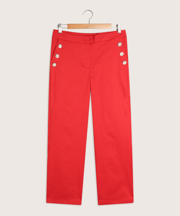 Pantalón Fluido Unicolor Con Boton