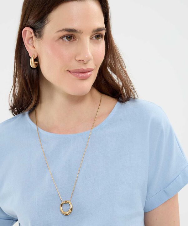 Blusa con Doblez en Efecto Lino image number null