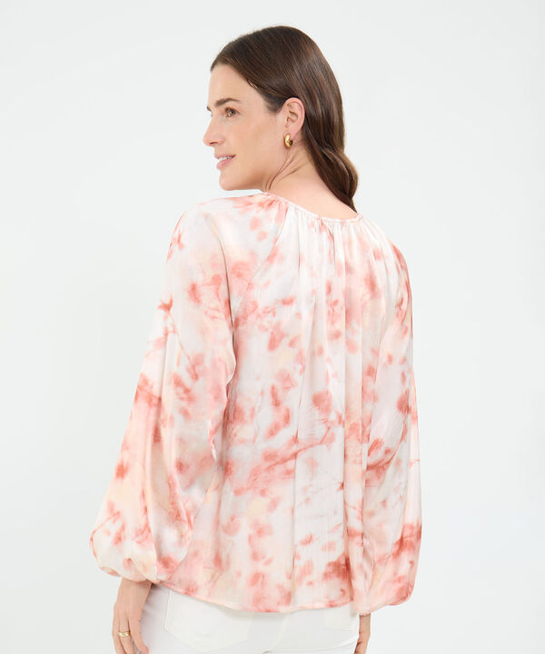Blusa estampada con puños encauchados para mujer
