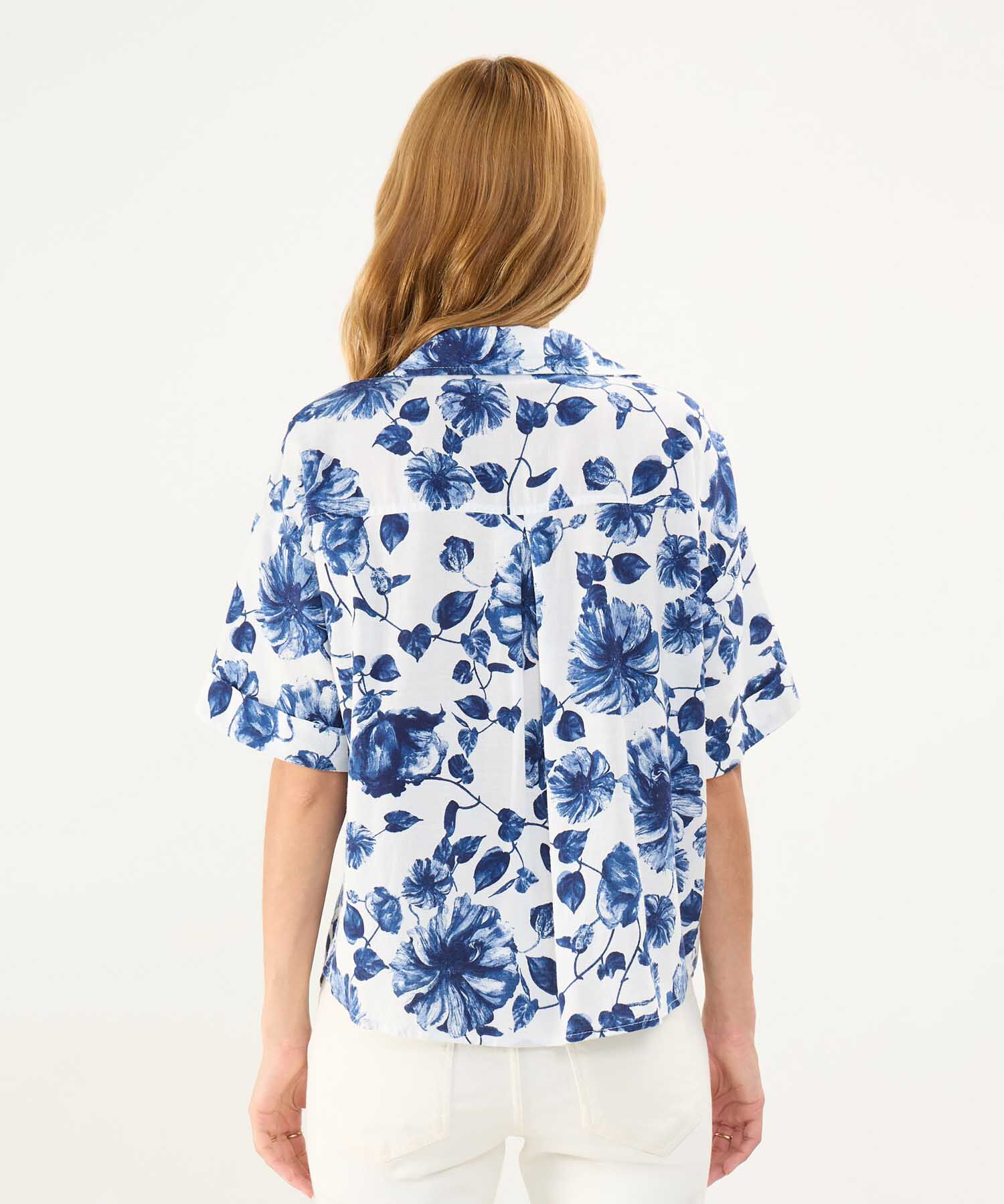 Camisa Estampada en Efecto Lino