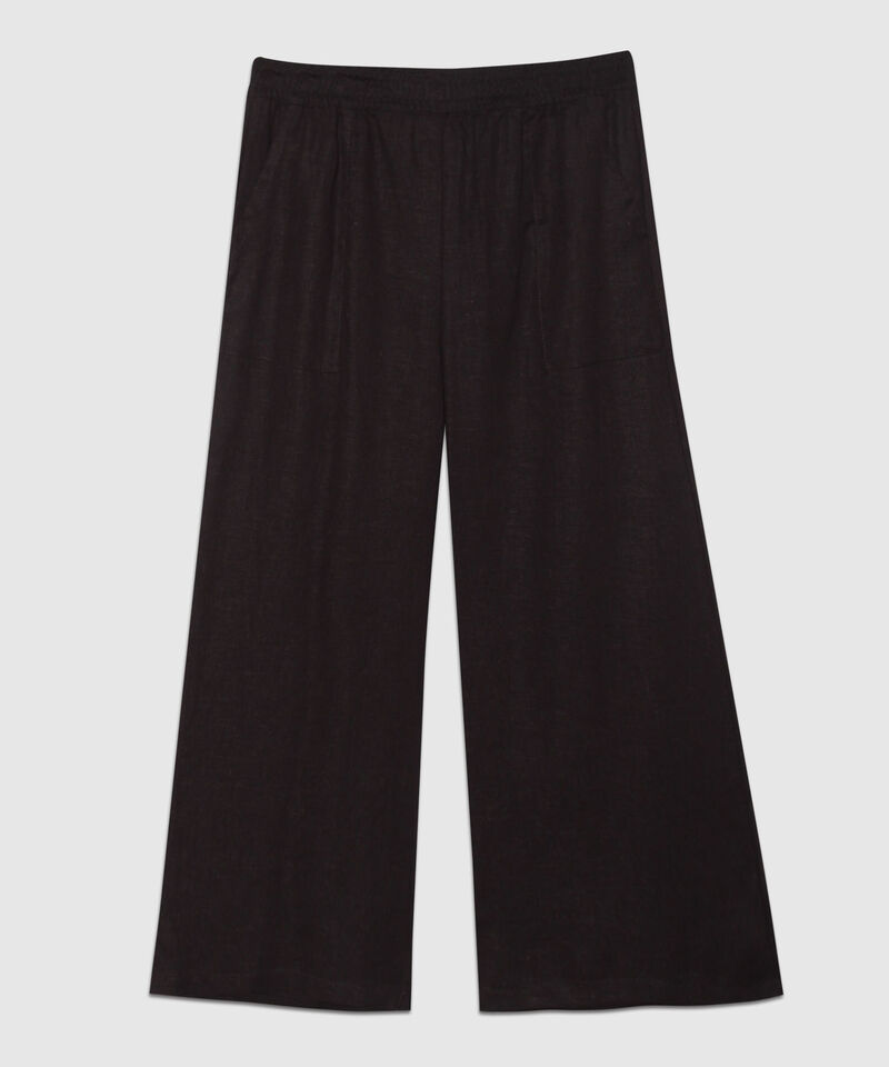 Pantalon Moda Tipo Culotte Unicolor, Resortado Con Bolsillos Diagonales, Tel Aviv Linea Moda