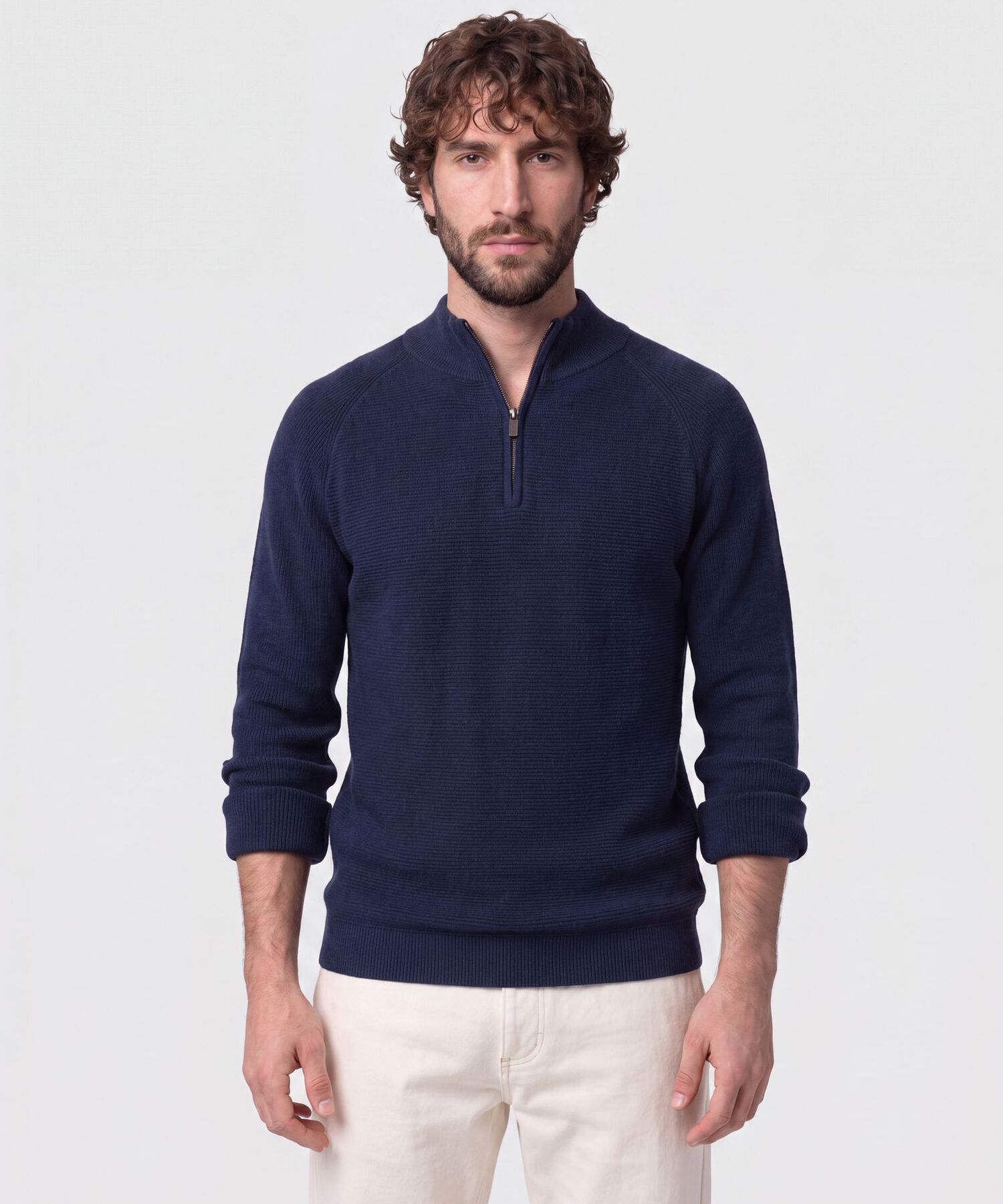 Su&eacute;ter De Hombre Con Cremallera Y Textura